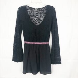 Ecote Romper Womens Small Lace Whimsigoth Crochet Flared Sleeve Witchy Fairygoth